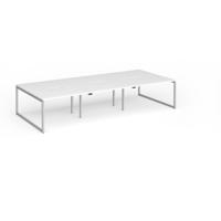 Connex Plus O Frame 3600 x 1600 x 725mm Back to Back Desk (6 x 1200mm) - Silver Frame / White Top