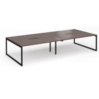 Connex Plus O Frame 3600 x 1600 x 725mm Back to Back Desk (4 x 1800mm) - Black Frame / Walnut Top