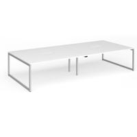 Connex Plus O Frame 3600 x 1600 x 725mm Back to Back Desk (4 x 1800mm) - Silver Frame / White Top