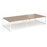 Connex Plus O Frame 3600 x 1600 x 725mm Back to Back Desk (4 x 1800mm) - White Frame / Kendal Oak Top