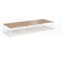 Connex Plus O Frame 4200 x 1600 x 725mm Back to Back Desk (6 x 1400mm) - White Frame / Beech Top