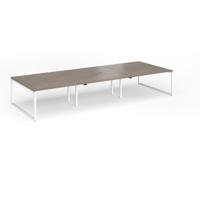 Connex Plus O Frame 4200 x 1600 x 725mm Back to Back Desk (6 x 1400mm) - White Frame / Nebraska Oak Top