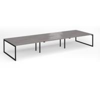 Connex Plus O Frame 4800 x 1600 x 725mm Back to Back Desk (6 x 1600mm) - Black Frame / Grey Oak Top