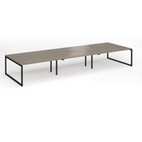 Connex Plus O Frame 4800 x 1600 x 725mm Back to Back Desk (6 x 1600mm) - Black Frame / Nebraska Oak Top
