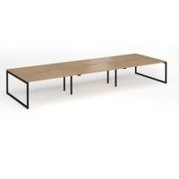 Connex Plus O Frame 4800 x 1600 x 725mm Back to Back Desk (6 x 1600mm) - Black Frame / Oak Top