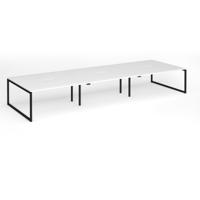 Connex Plus O Frame 4800 x 1600 x 725mm Back to Back Desk (6 x 1600mm) - Black Frame / White Top