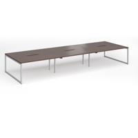 Connex Plus O Frame 4800 x 1600 x 725mm Back to Back Desk (6 x 1600mm) - Silver Frame / Walnut Top