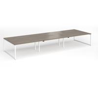 Connex Plus O Frame 4800 x 1600 x 725mm Back to Back Desk (6 x 1600mm) - White Frame / Nebraska Oak Top
