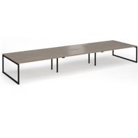 Connex Plus O Frame 5400 x 1600 x 725mm Back to Back Desk (6 x 1800mm) - Black Frame / Nebraska Oak Top