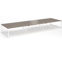 Connex Plus O Frame 5400 x 1600 x 725mm Back to Back Desk (6 x 1800mm) - White Frame / Nebraska Oak Top