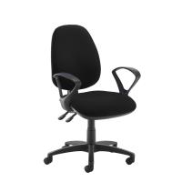Jota XL fabric back operator chair with fixed arms - black
