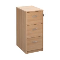 Wooden 3 drawer filing cabinet with silver handles 1045mm high - beech