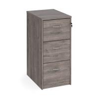 Wooden 3 drawer filing cabinet with silver handles 1045mm high - Grey Oak