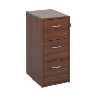 Wooden 3 drawer filing cabinet with silver handles 1045mm high - walnut