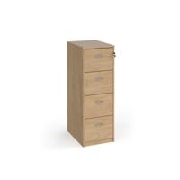 Wooden 4 drawer filing cabinet with silver handles 1360mm high - Kendal Oak