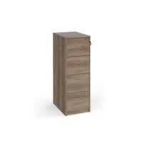 Wooden 4 drawer filing cabinet with silver handles 1360mm high - Nebraska Oak