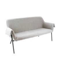 Liana two seater sofa with black metal frame - light grey
