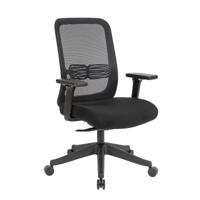 Lotus mesh back operator chair with adjustable arms, black frame & fabric seat