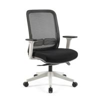 Lotus mesh back operator chair with adjustable arms, white frame & fabric seat