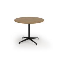 Loft circular dining table 1000 dia black frame oak top