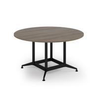 Loft table 1400 dia black frame and nebraska oak top