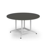 Loft table 1400 dia white frame and onyx grey top