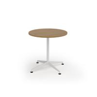 Loft circular dining table 800 dia white frame oak top
