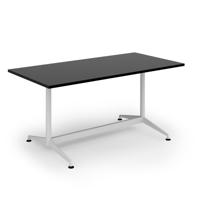 Loft dining table 1600w x 800d white frame and black top