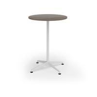 Loft circular poseur table 800 dia white frame nebraska oak top