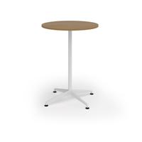 Loft circular poseur table 800 dia white frame oak top