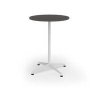 Loft circular poseur table 800 dia white frame onyx grey top
