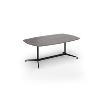 Loft barrel table 2000w x 1200d black frame and grey oak top