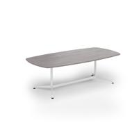 Loft barrel table 2400w x 1200d white frame and grey oak top