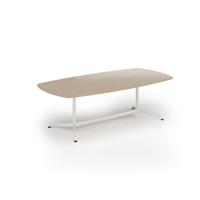 Loft barrel table 2400w x 1200d white frame and kendal oak top