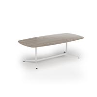 Loft barrel table 2400w x 1200d white frame and nebraska oak top