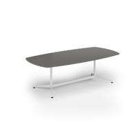 Loft barrel table 2400w x 1200d white frame and onyx grey top