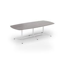 Loft barrel table 2600w x 1200d white frame and grey oak top