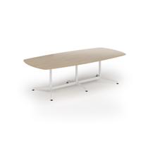 Loft barrel table 2600w x 1200d white frame and kendal oak top