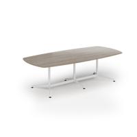 Loft barrel table 2600w x 1200d white frame and nebraska oak top