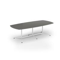 Loft barrel table 2600w x 1200d white frame and onyx grey top