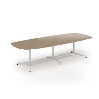 Loft barrel table 3000w x 1200d white frame and kendal oak top