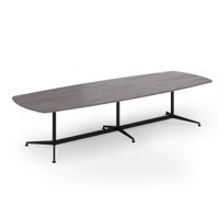 Loft barrel table 3400w x 1200d black frame and grey oak top