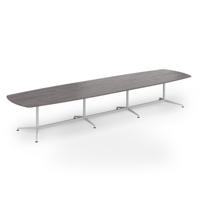 Loft barrel table 4600w x 1200d white frame and grey oak top