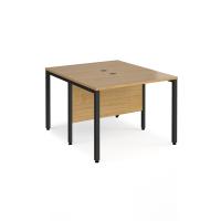 Maestro 25 back to back straight desks 1000mm x 1200mm - black bench leg frame, oak top