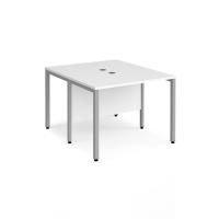 Maestro 25 back to back straight desks 1000mm x 1200mm - silver bench leg frame, white top