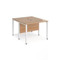 Maestro 25 back to back straight desks 1000mm x 1200mm - white bench leg frame, beech top