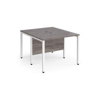 Maestro 25 back to back straight desks 1000mm x 1200mm - white bench leg frame, grey oak top