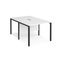 Maestro 25 back to back straight desks 1000mm x 1600mm - black bench leg frame, white top