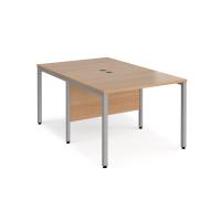 Maestro 25 back to back straight desks 1000mm x 1600mm - silver bench leg frame, beech top