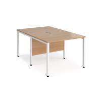 Maestro 25 back to back straight desks 1000mm x 1600mm - white bench leg frame, beech top